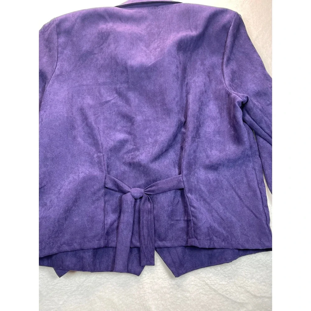 BonWorth Skirt Suit Set M Purple Floral Embroidered Faux Suede VTG Granny‎ Artsy
